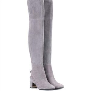 Tory Burch Laila Over the Knee Boots-Suede Gray